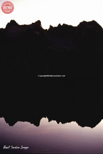 Sawtooth Mountain Silhouette Evening Reflections Alice Lake  