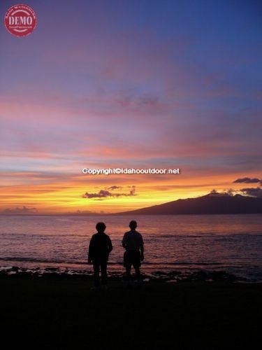 Sunset Beach Goers Island of Maui Hawaii 