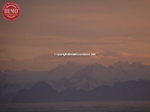 Alaska Costal Range Sunset Midnight 